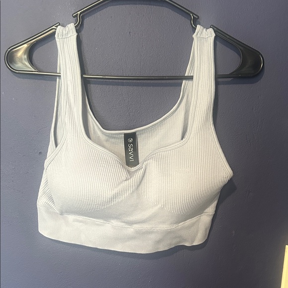 Savvy Other - Light Grey Women's Ribbed Sports Bra